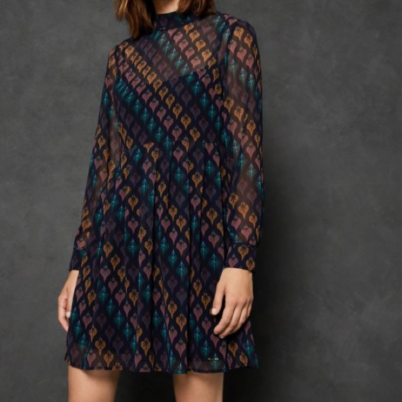 Ted Baker London Dresses & Skirts - Ted Baker sheer high neck heart print flirty dress
